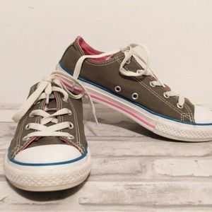 Converse All Star Junior's Gray Pink Sneakers Sz 3
